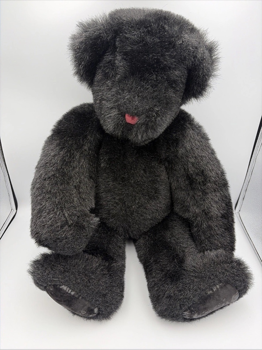 Vintage Large The Vermont Teddy Bear Company- solid black, brown eyes 25” rare